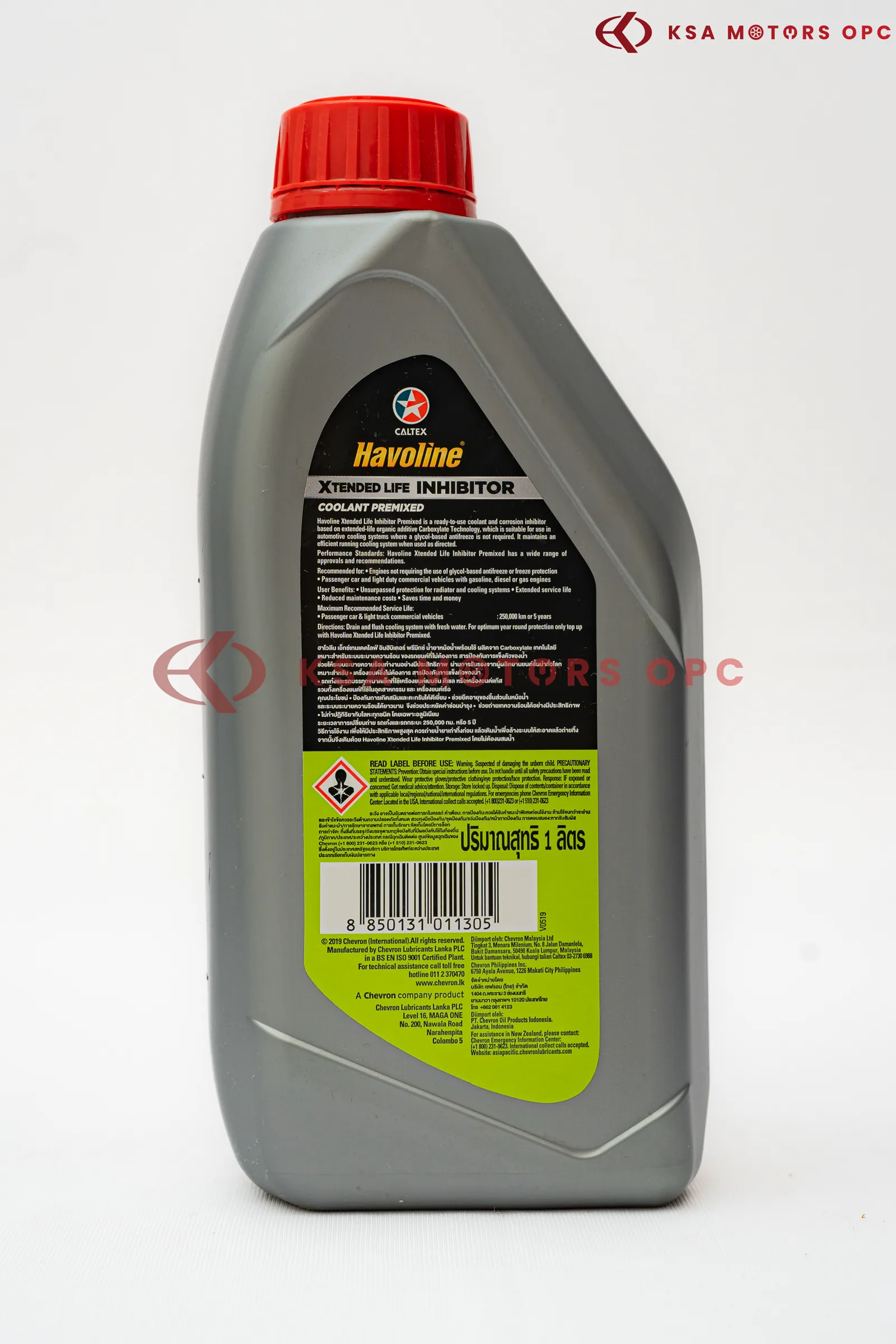 Caltex Havoline Xtended Life Inhibitor Coolant Premixed – 1L back view