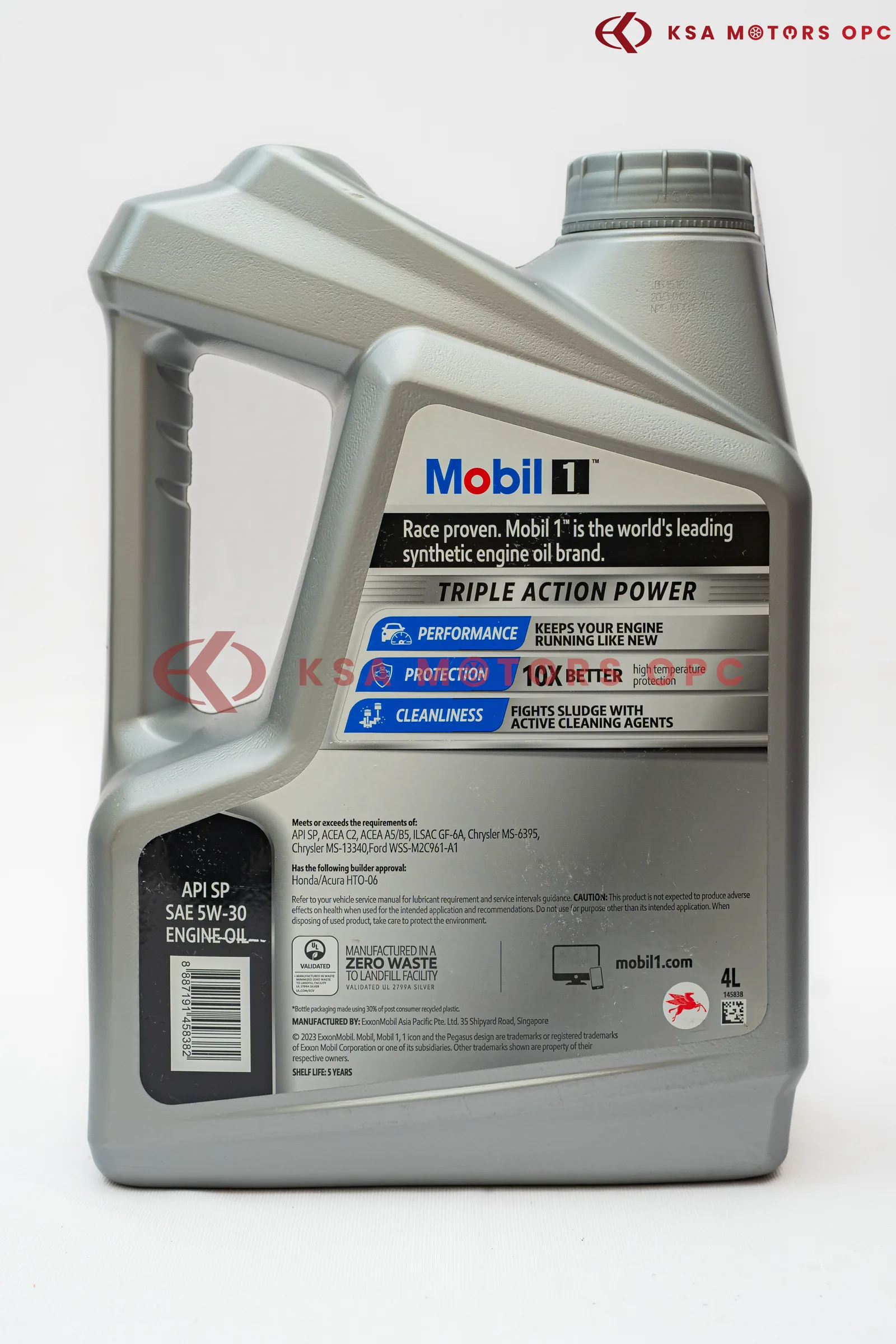 Mobil 1 Triple Action Power Advance Full Synthetic 5W-30 – 4L back view