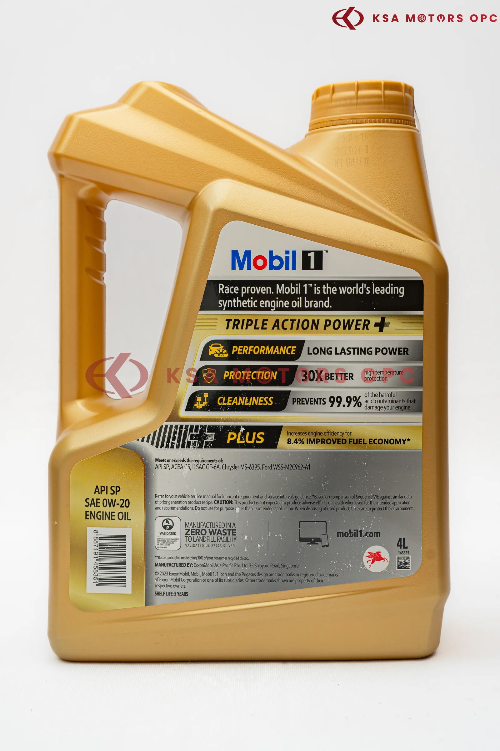 Mobil 1 Triple Action Power+ Ultimate Full Synthetic 0W-20 – 4L back view