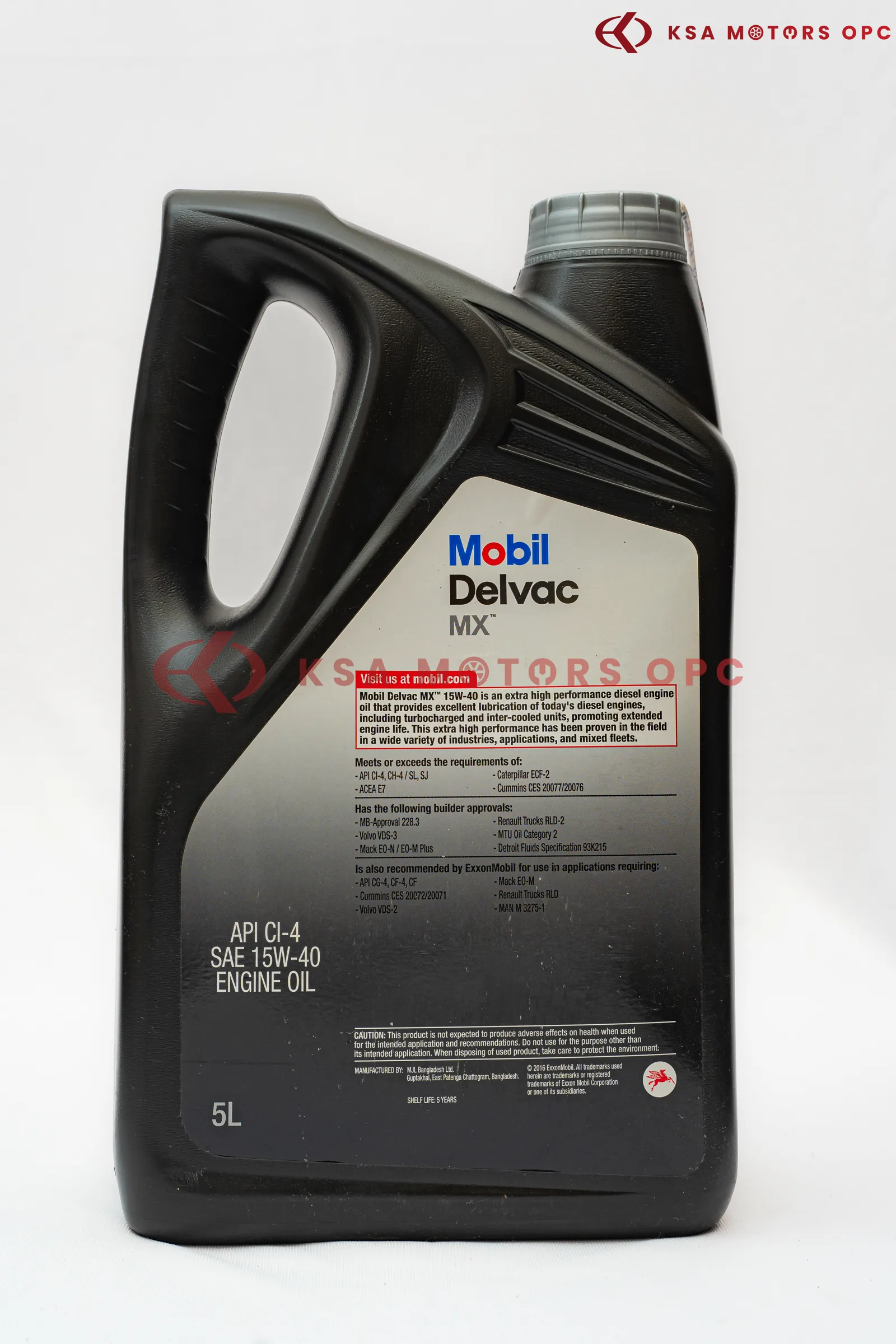 Mobil Delvac MX Synthetic Technology 15W-40 – 5L back view