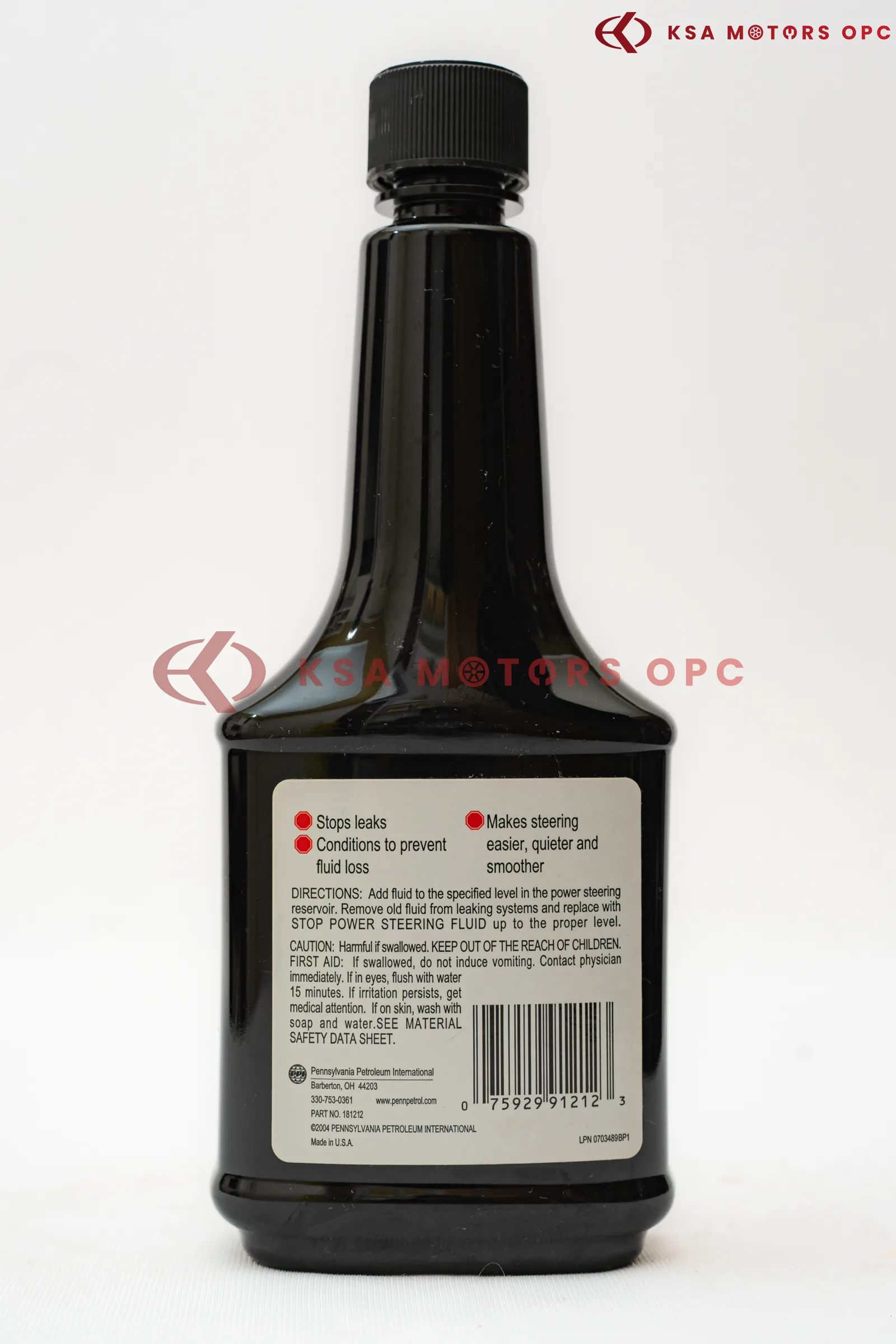Power Steering Fluid with Conditioner and Sealer 325 ML back view