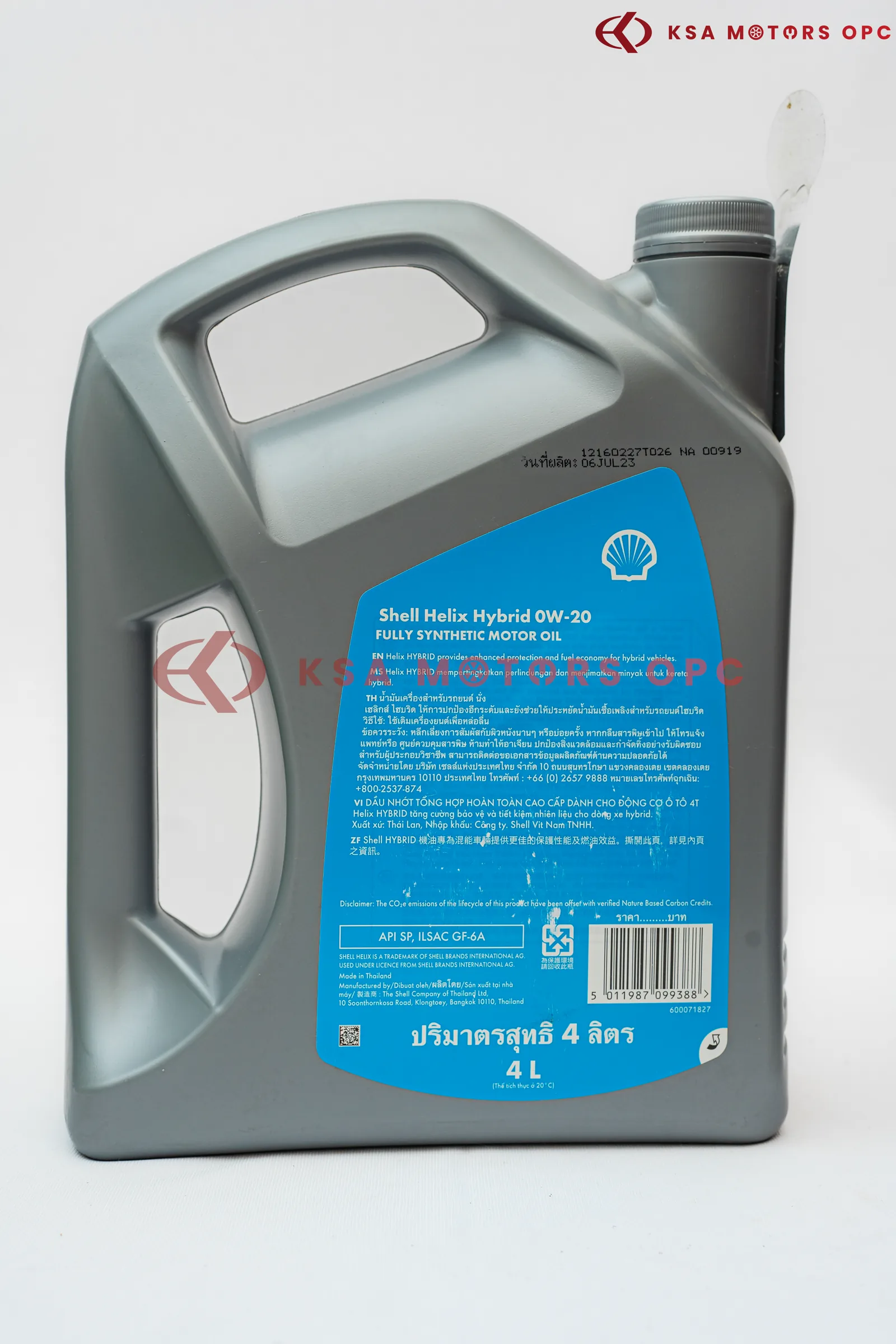 Shell Helix Hybrid Fully Synthetic 0W-20 – 4L back view